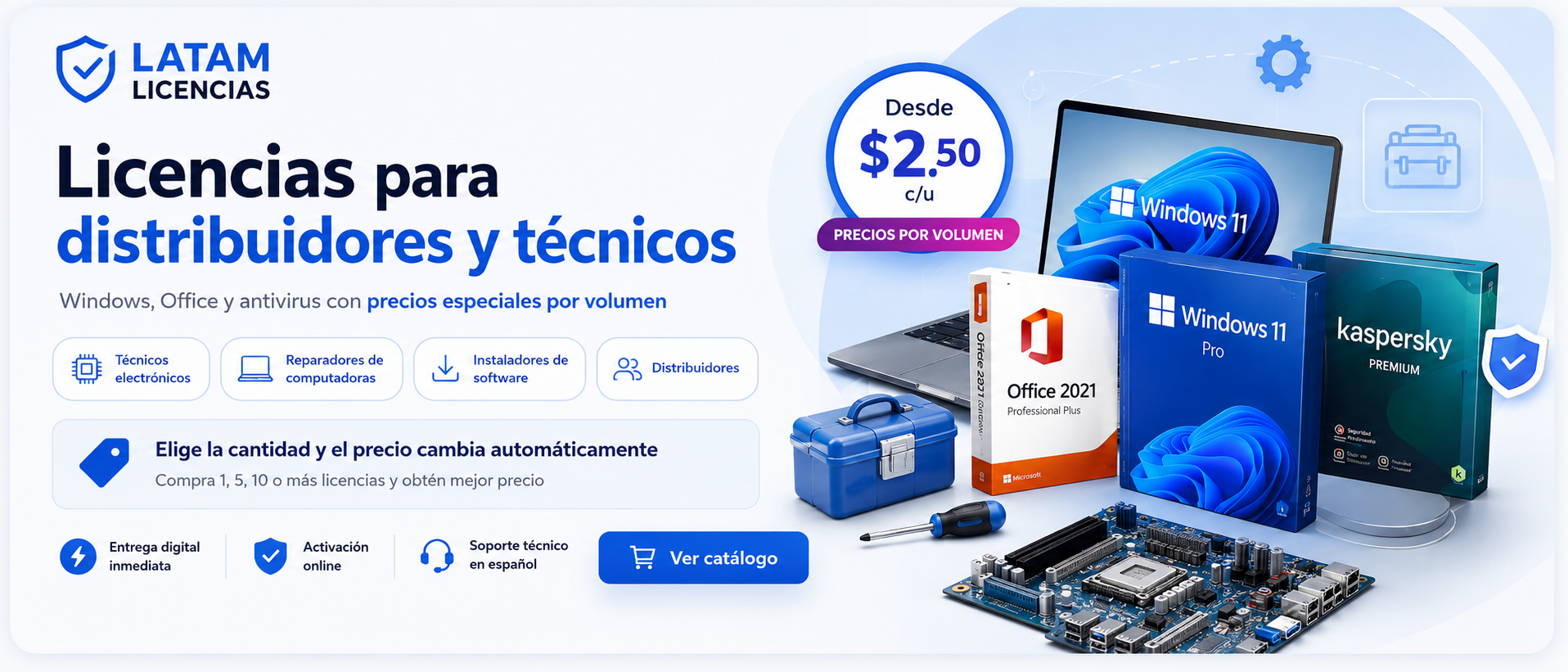 Licencias para distribuidores, técnicos, reparadores de computadoras e instaladores de software