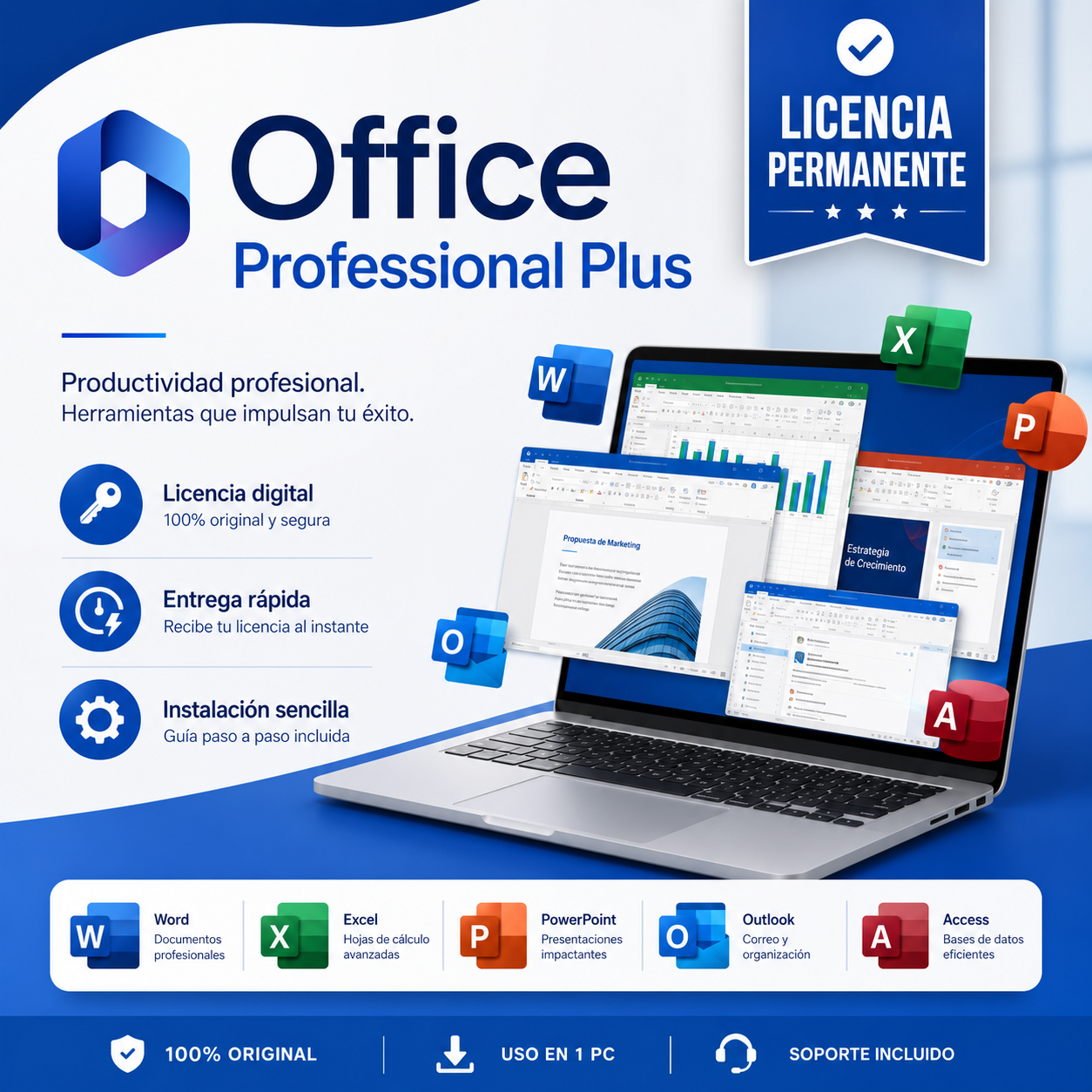Office 2021 Professional Plus -Permanente 1 PC - Imagen 3