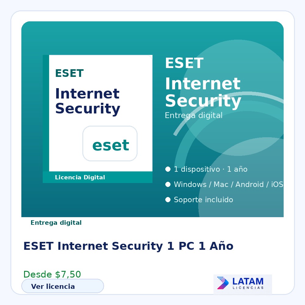ESET Internet Security – 1 PC 1 Año