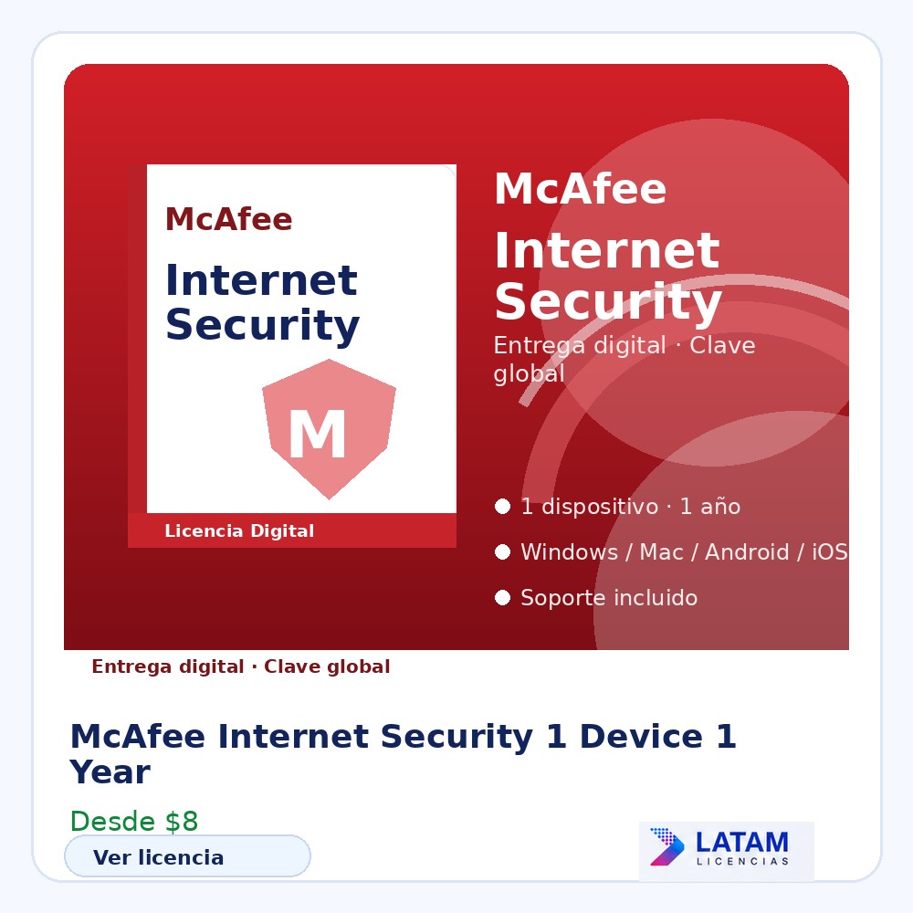 McAfee Internet Security – 1 Device 1 Year