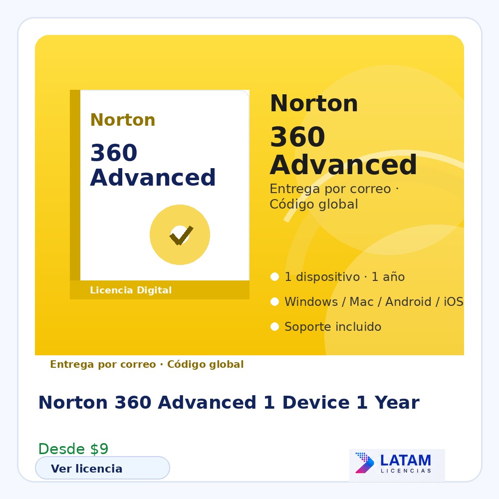 Norton 360 Advanced – 1 Device 1 Year